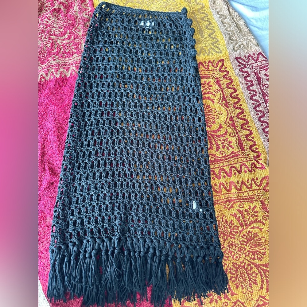 Superdown NWOT Misty Crochet Midi Skirt Black 🖤 Small - Picture 9 of 16